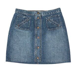 Vintage Gap Jeans Denim Mini Skirt Women's 8 Snap Front Blue Jean Retro Y2K